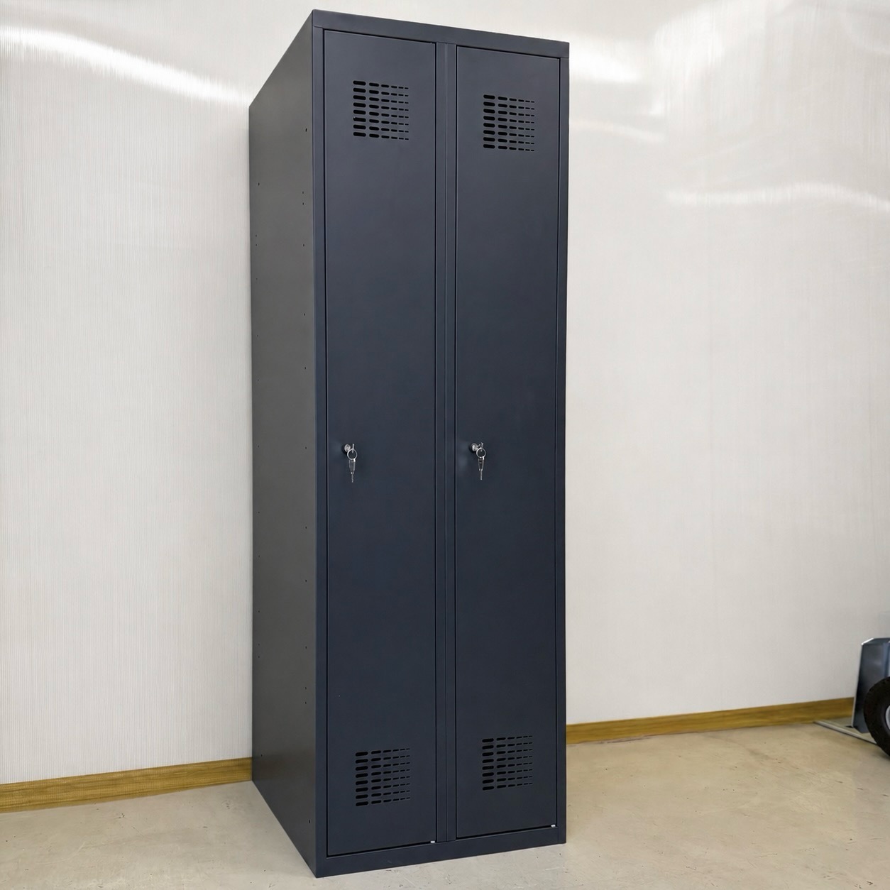 Tumši pelēks garderobes skapis, 2x300 mm, divi nodalījumi